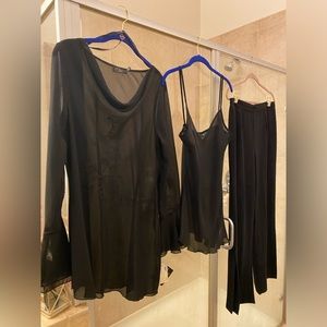 Black 3 piece outfit: Rampage: The pants are size 10 and the tops are a 12. NWT